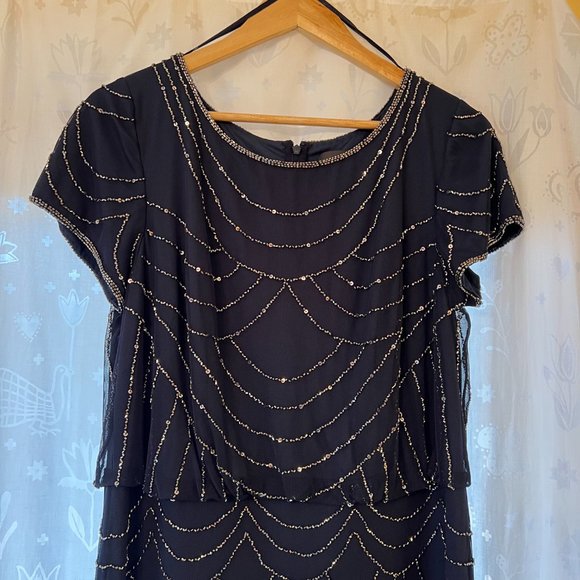 Adrianna Papell Beaded Blouson Gown NAVY - Picture 9 of 11